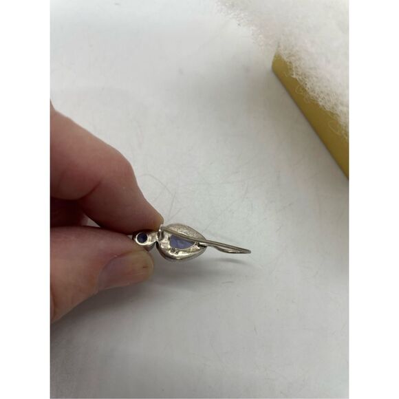 Vintage Lolite Drop Earrings Purple Pierced Fish Hook Stamped - Picture 6 of 7